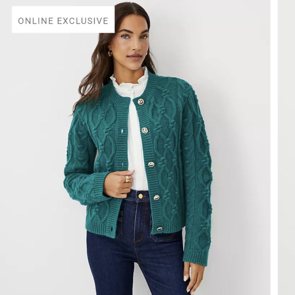 Ann Taylor Relaxed Cable Sweater Jacket